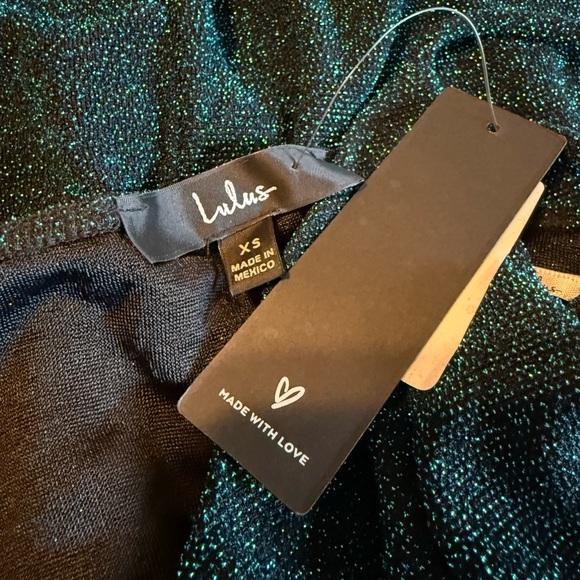 Lulus xsmall Glad You Came Green Glitter Tulip Mini Bodycon Dress - Picture 6 of 6